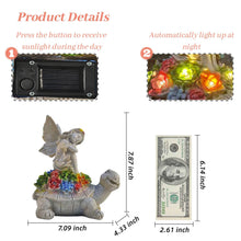 Load image into Gallery viewer, Solar Fairy Garden Statue - Angel Fairy on Turtle Figurine Outdoor Statue, Lovely Tortoise Garden Statue with 5 LED Lights Succulent Plants, Perfect Balcony Lawn Garden Decor Gift for Mom or Grandma
