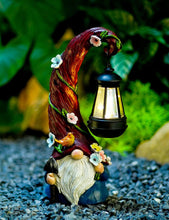 Load image into Gallery viewer, Pohabery Gnome Garden Decor Statue Solar Gnomes Decorations for Yard with Lantern Light Outdoor Decorations for Patio Mom Gift
