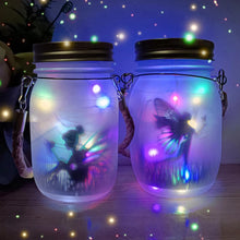 Load image into Gallery viewer, MLOQI Fairy Garden Ornaments Outdoor 2 Pack Solar Fairy Lights Glass Mason Jar LED Hanging Lamp for Fairy Garden Accessories Halloween Decorations Christmas Xmas Gifts for Kid Adult(Multicolor
