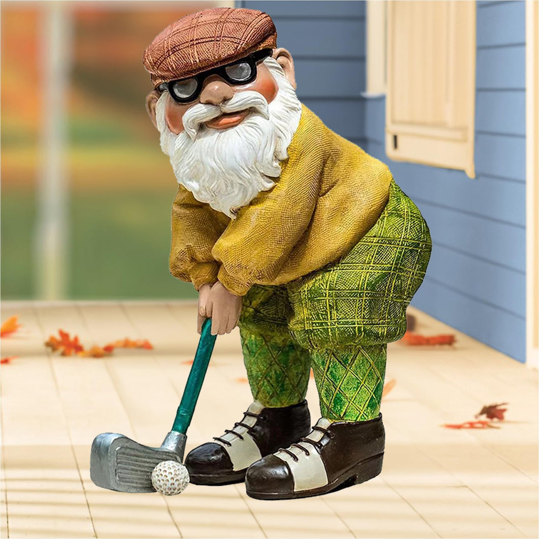 Elenon Funny Garden Golf Gnome Outdoor Statue Decorative, Adorable Flower Bed Decor Golfing Gnome Statue, Yard Patio Art Decor Dwarf Sculptures Table Ornament