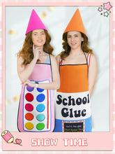 Load image into Gallery viewer, Yudlto 6 Set Crayon Costume Color Crayon Apron and Funny Gnome Cone Hats School Crayon Costume Adult Family for World Book Day Halloween Fancy Dress up
