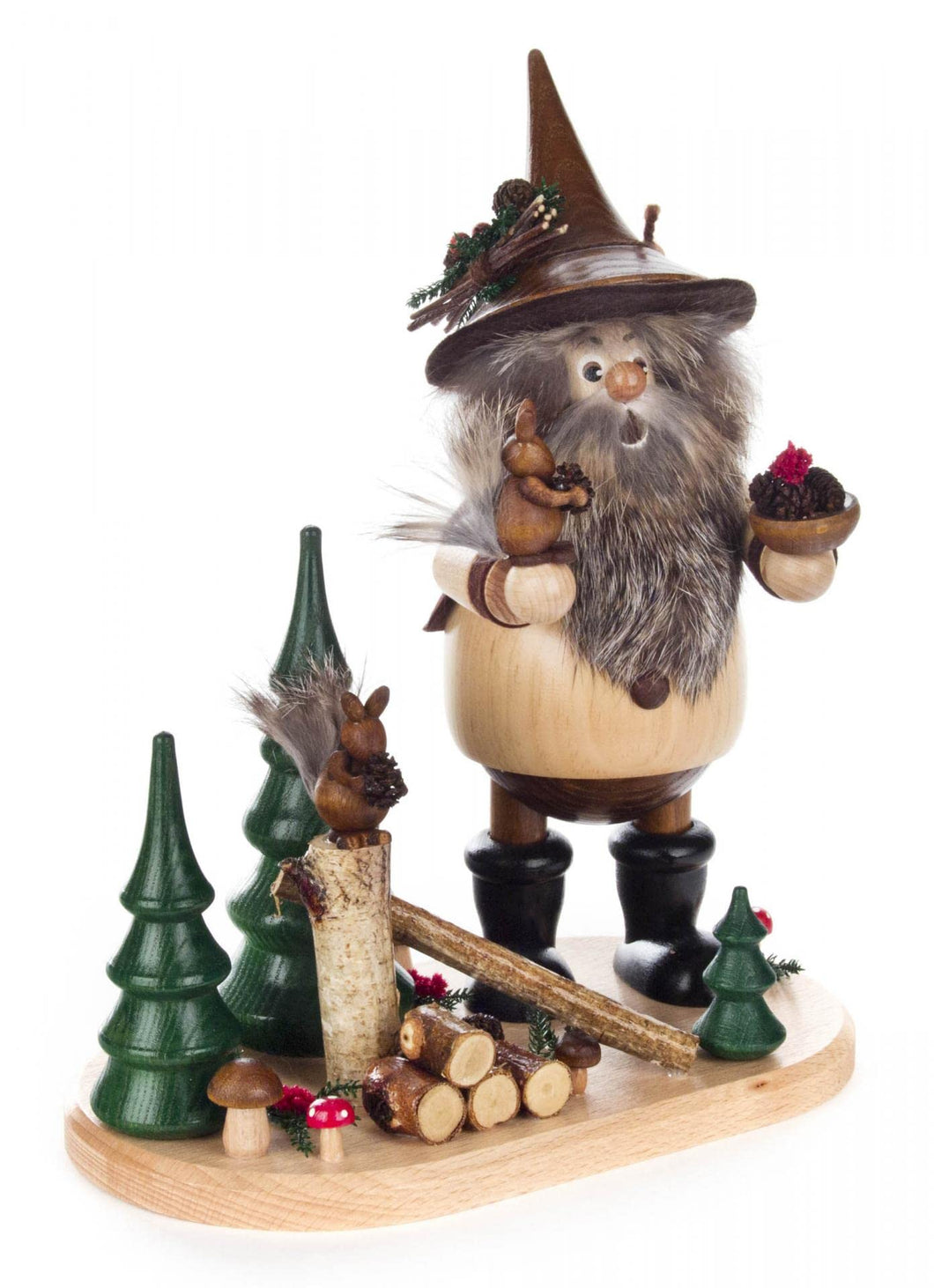 Rudolphs Schatzkiste Smoker Forest Gnome with Squirrel Height 26 cm