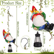 Load image into Gallery viewer, Rossesay Summer Climbing Gnomes Statue Figurine Ornament 8&#39;&#39; H Hanging Garden Outdoor Statues with LED Lantern Hook Gnomes Decorations for Yard Resin Solar Gnomes Decor for Outside Indoor Tree
