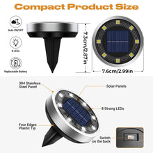 Load image into Gallery viewer, vighep Solar Lights Outdoor Garden, 12 Pack Super Bright Led Solar Ground Lights, IP65 Waterproof Disk Light, Flat Pathway Lighting for Garden Lawn Patio Deck Walkway Landscape-Cold White
