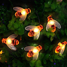 Load image into Gallery viewer, Solar Garden Lights, Honey Bee Fairy String Lights, 7M/24Ft 8 Mode Waterproof Outdoor/Indoor Garden Lighting for Flower Fence, Lawn, Patio, Festoon, Summer Party, Christmas, Holiday(Warm White)
