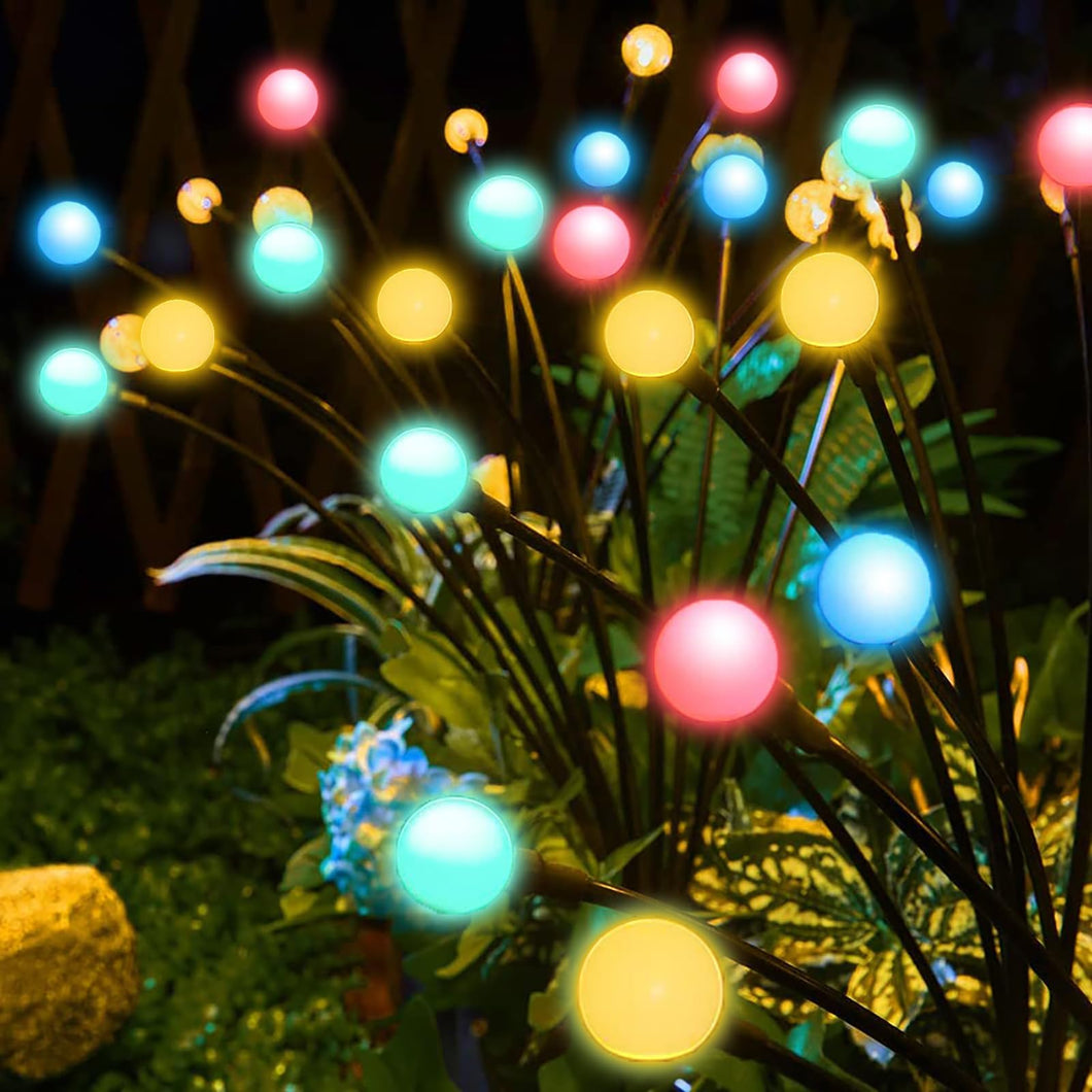 XRR Solar Garden Lights, 2Pack 6LED Solar Firefly Lights Vibrant Solar Powered Starburst Swaying Lights Outdoor, Waterproof Christmas Landscape Stake Lights for Yard Patio Pathway Lawn(Multi-Color)