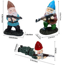 Load image into Gallery viewer, 3PCS Garden Gnomes with Gun, Gnome Soldiers Military Army Garden Gnome, Tactical Statue for Indoor Outdoor, Patio, Yard, Lawn Ornaments, Home Décor

