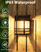 Load image into Gallery viewer, Woolmug 6 Pack Solar Fence Lights Outdoor Garden, Waterproof Retro LED Wall Lights, Auto On/Off Solar Lights Outdoor Garden Fence Lighting for Patio Decking Gate Yard Decoration, Warm White
