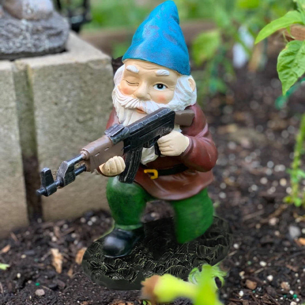 Garden Gnomes Military Gnome Statue with Gun, Army Gnomes Statue Garden Decorations for Indoor Outdoor, Patio, Yard, Lawn Ornaments, Home Décor…