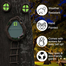 Load image into Gallery viewer, Meyas Outdoor Statues Garden Sculptures Decoration,Miniature Fairy Garden Ornament,Garden Gnomes Fairy Garden Accessories Kit,Art Yard Tree Face Tree Hugger,Garden Figurines Statues Glow in The Dark
