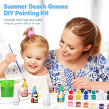 Load image into Gallery viewer, Varku 8 PCS Summer Beach Gnome Painting Kit, Paint Your Own Ceramic Gnome Statues, Paintable Gnome Figurines, DIY Gnome Statues with 12 Acrylic Paint 2 Brushes 1 Palette, Unpainted Arts and Crafts
