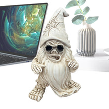 Load image into Gallery viewer, Skeleton Gnome Decor, Skull Dwarf Sculpture, Spooky Resin Statue, Retro Gothic Design, Weatherproof Outdoor Ornament, Creepy Horror Accent For Garden, Yard, Haunted House Display
