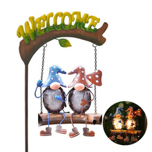 Load image into Gallery viewer, HONGLAND Solar Lights Outdoor Decor, Gnomes Swing Garden Decor, Funny Gifts for Women Mom, Gnomes Outdoor Decorations with Welcome Sign for Front Porch Patio
