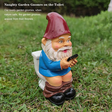 Load image into Gallery viewer, Bygytyo Naughty Resin Gnomes on Toilet Outdoor Garden Gnome Statue Christmas Halloween Garden Decoration Gifts,Suitable for Lawns,Courtyards,Patios,Desks,Gardens,Etc.
