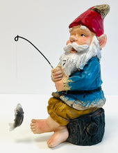 Load image into Gallery viewer, My Square Mile Garden Gnome Fishing Ornament, Resin Outdoor Sculpture, 20cm Height, Weather Resistant
