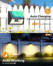 Load image into Gallery viewer, 4 Pack Solar Lights Outdoor Motion Sensor- Led Security Lights IP65 Waterproof, 3 Lighting Modes, Super Bright Pir Flood Lights for Wall Garden Fence Yard Driveway Path - Warm White
