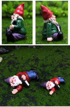 Load image into Gallery viewer, Set of 4 Mini Garden Gnomes with Campfire - 3 Drunk Gnome Figurines and 1 Campfire for Fairy Garden Decor, Plant Pot Decorations, Dashboard Ornaments, and Outdoor Spaces

