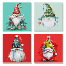 Load image into Gallery viewer, GHHKUD Christmas Gnomes Paint by Numbers Kits for Adults Beginners Kids, 4 Pack Cartoon Painting by Numbers Canvas Kit for Children, Colourful Paint by Numbers with Wooden Framed Canvas, 8x8inch

