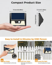 Load image into Gallery viewer, 4 Pack Solar Lights Outdoor Motion Sensor- Led Security Lights IP65 Waterproof, 3 Lighting Modes, Super Bright Pir Flood Lights for Wall Garden Fence Yard Driveway Path - Warm White
