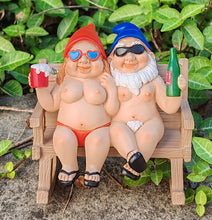 Load image into Gallery viewer, BRYNHILDSANS Funny Garden Gnomes Statue 5.5&quot; Swing Couple Garden Decoration Dwarf Figurines Ornament Drunk Gnome Resin Sculpture Housewarming Halloween
