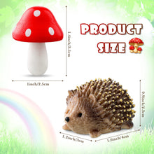 Load image into Gallery viewer, Queekay Fairy Outdoor Garden Animals Figurines Outdoor Fairy Wild Garden Accessories Resin Hedgehogs and Wood Mushroom Miniature Figurines for Plant Pots Bonsai Craft Decor Supplies
