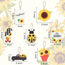 Load image into Gallery viewer, WATINC 31Pcs Sunflower Gnome Hanging Wooden Ornament Set, Summer Gnome Element Plaid Pendant Crafts Decor Supplies, Wood Tags Embellishments with Rope for Holiday Hawaiian Party Decoration (10 Styles)

