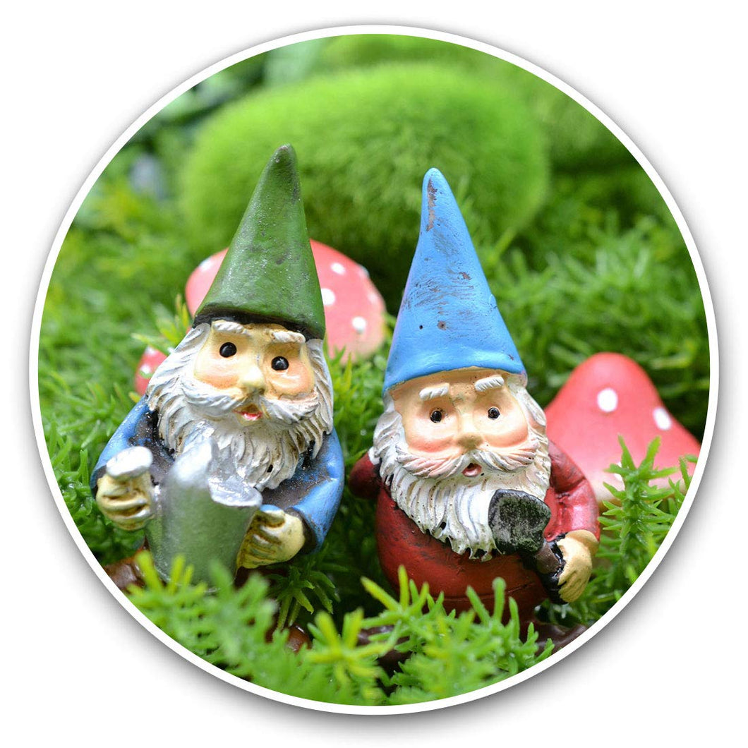 Vinyl Stickers (Set of 2) 10cm - ny Garden Gnome Men Decals for Laptops,Tablets,Luggage,Scrap Booking,Fridges, 14596