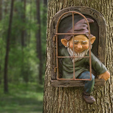 Load image into Gallery viewer, DHOBY GHAUT Elf Out of Door Tree Hugger 12-inch, Gnome Statue Tree Face Garden Decoration for Yard, Patio, Gnome Outdoor Clearance Large Ornaments, Garden Peeker Yard Art
