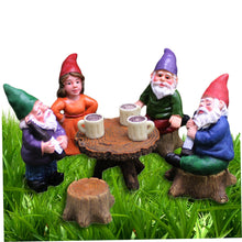 Load image into Gallery viewer, Dbvnnsy 6Pcs/Set Garden Gnome Figurines Set Resin Miniature Gnomes Statue with Table and Stool Cute Yard Ornaments Collectible Decoration for Garden Outdoor Lawn
