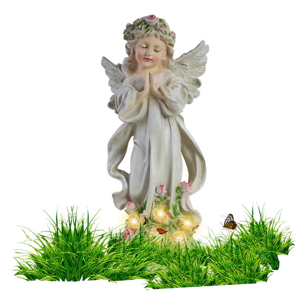 Garden Decor Angel Statue Outdoor Solar Garden Lights Waterproof Solar Lights Fairy Figurine Resin Fairy Figures for Yard Lawn Decor Style1