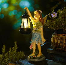 Load image into Gallery viewer, Pohabery Fairy Garden Statue Solar Garden Fairy with Lantern Light Outdoor Decoration Waterproof Solar Sculpture for Patio Yard Lawn Gift for Mom Grandma
