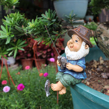 Load image into Gallery viewer, Asixxsix Garden Gnome, Funny Resin Fishing Garden Gnome Statue UV Resistant Fishing Gnome Sitter Statue Indoor or Outdoor Decoration for Yard Lawn or Pond, Birthday Accessories
