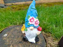 Load image into Gallery viewer, Divas World Flower Hat Gonk Gnome Statue Garden Outdoor Ornaments Decoration Patio Lawn Unique Great Gift (Blue)
