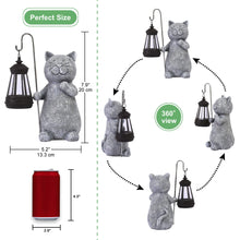 Load image into Gallery viewer, Solar Cat Statue Garden Ornament with Lantern - Weatherproof Outdoor Grey Figurine for Patio, Balcony, Fairy Gardens | 19.5cm Unique Gift for Women/Men/Mum (Birthday, Christmas)
