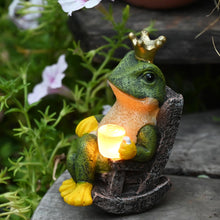 Load image into Gallery viewer, Gardenfans Miniature Frog Garden Statue with Solar Light Home Decor Fairy Garden Accessories Frog Decor for Patio, Balcony, Yard, Lawn Bedroom 2.3&quot;x3.3&quot;x5&quot;
