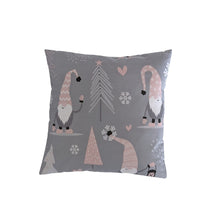 Load image into Gallery viewer, Christmas Grey Pink White Gonk Gnome Cushion Cover 16&quot;
