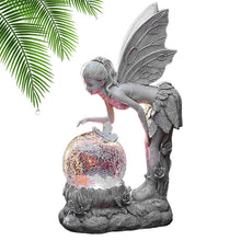 Load image into Gallery viewer, Bexdug Solar Fairy Sculptures | Resin Solar Angel Figurines with Solar Crackle Glass Globe Light | Fairy Solar Garden Lights for Backyard Walkway Pathway Decor
