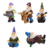 Load image into Gallery viewer, Haomian Set of 5 Miniature Garden Gnomes Mini Gnome Figures Waterproof Resin Ornament Miniature Fairy Garden Ornaments Outdoor Accessories Micro Landscape Decoration
