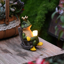 Load image into Gallery viewer, Gardenfans Miniature Frog Garden Statue with Solar Light Home Decor Fairy Garden Accessories Frog Decor for Patio, Balcony, Yard, Lawn Bedroom 2.3&quot;x3.3&quot;x5&quot;
