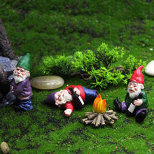 Load image into Gallery viewer, Drunk Gnomes for Garden, 3PCS Mini Gnomes with 1PC Fire, Resin Fairy Garden Gnomes, Funny Naughty Gnomes for Outdoor Indoor Patio Yard Lawn Porch 1
