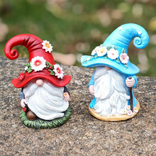 Load image into Gallery viewer, MOOCOCO Garden Gnome Statue,4.92 in Resin Flower Pots Dwarf Figurine, Garden Faceless Gnome Sculpture, Summer Gnomes Figurines Spring Gnomes for Patio Lawn Yard Home Tabletop Decoration (Blue)
