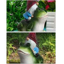 Load image into Gallery viewer, Garden Gnome Decor, Gnome Riding Frog Resin Sculpture, Miniature Faceless Ornament, Compact Whimsical Decoration, Ideal for Yard, Living Room, Backyard, Lawn, Bedroom and Desk
