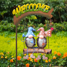 Load image into Gallery viewer, HONGLAND Solar Lights Outdoor Decor, Gnomes Swing Garden Decor, Funny Gifts for Women Mom, Gnomes Outdoor Decorations with Welcome Sign for Front Porch Patio
