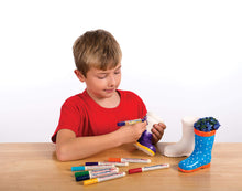 Load image into Gallery viewer, Baker Ross AF428 Customisable Ceramic Garden Gnomes (Pack of 4) &amp; AG273 Wellington Boot Ceramic Flowerpots (Pack of 2) for Kids To Decorate
