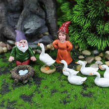 Load image into Gallery viewer, Fairy Tale Garden Accessories, Miniature Gnome Statue and Large White Goose Statue 9 Pieces Set, Garden Gnome Statue for Planter Decoration, Home Decoration, Fairy Tale Garden
