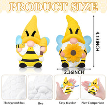 Load image into Gallery viewer, 2 Sets Ready to Paint Your Own Bee Gnome Statues DIY Ceramics Bee Gnomes Set Sunflower Garden Paintable Figurines Unpainted DIY Arts and Crafts for Classroom Craft Project Activity
