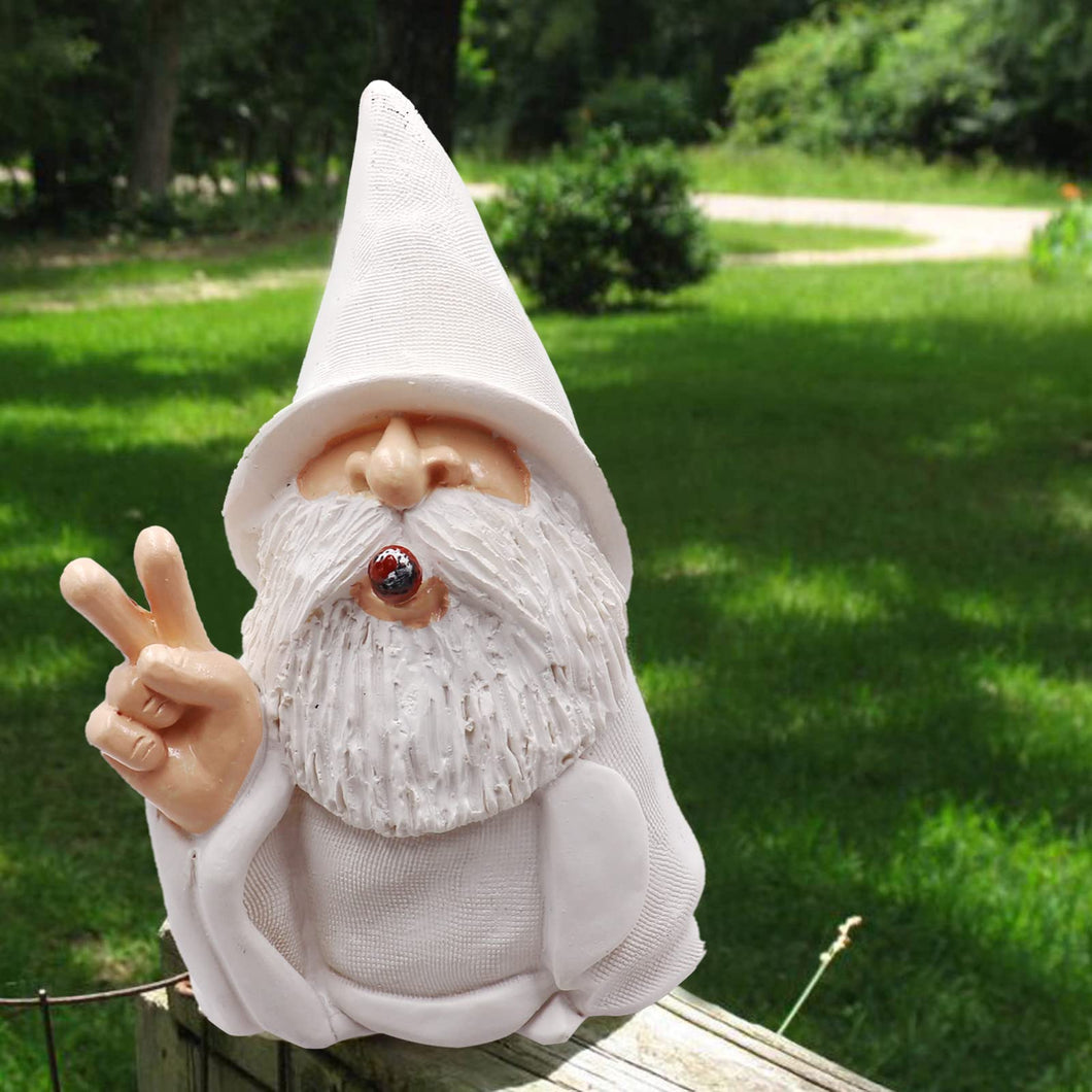 Tirifer Garden Gnome Wizard 3D Dwarves, Polyresin Outdoor Sculpture Victory Gesture Statue Figurine Art Decoration for Lawn Yard Balcony Porch Patio