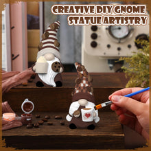 Load image into Gallery viewer, Hollowfly 2 Set Ready to Paint Your Own Gnome Statue, 4&quot; Mini Paintable Ceramics Blank Gnome Figurine Craft DIY Art with Brush Palette Paint for Adult Mother Employee Appreciation Gift (Coffee Style)
