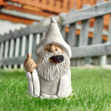 Load image into Gallery viewer, Garden Gnome Dwarf Statue Ornament - White Robe Smoking Dwarf Craft. Whitebeard Gnome Resin Outdoor Decoration, Smoking Wizard Gnome Statue
