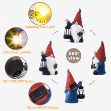 Load image into Gallery viewer, Vereemy Solar Gnomes Statues with Watering Can LED Lights Lantern Garden Decor Birthday Outdoor Gifts for Women Mom Art Resin Gnomes Sculpture for Yard Porch Patio Lawn Yard,Lantern Watering Can
